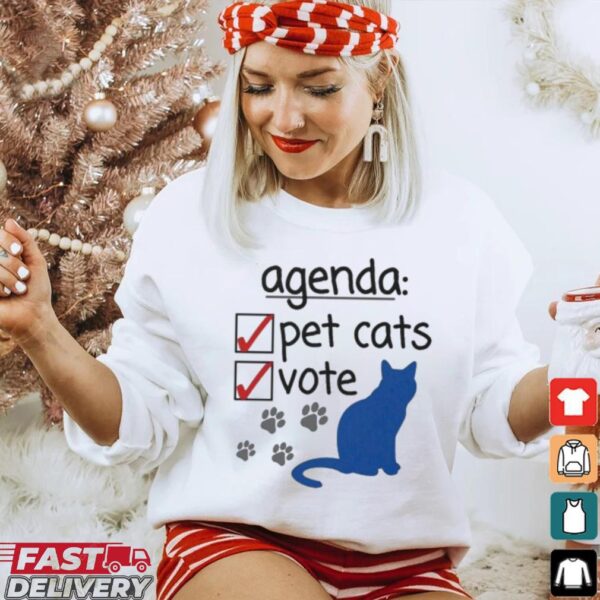 Agenda Vote & Pet Cats Kamala Harris For President Vote Blue Childless Cat Lady 2024 T shirt