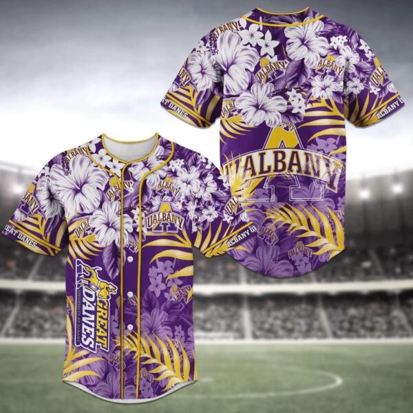 Albany Great Danes NCAA Baseball Jersey Shirt Flower