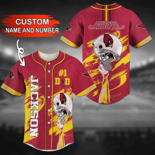 Arizona Cardinals NFL Fan Baseball Jersey Shirt with Custom Name