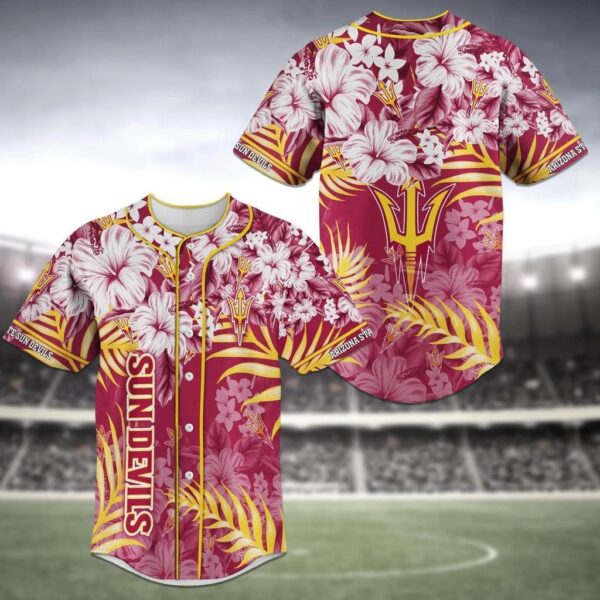 Arizona State Sun Devils NCAA Baseball Jersey Shirt Flower