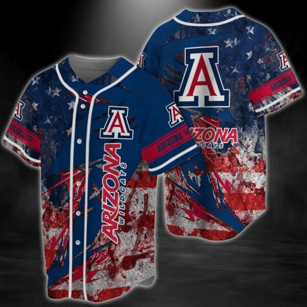 Arizona Wildcats NCAA Baseball Jersey Shirt US Flag