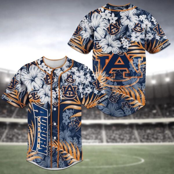 Auburn Tigers NCAA Baseball Jersey Shirt Flower