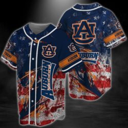 Auburn Tigers NCAA Baseball Jersey Shirt US Flag