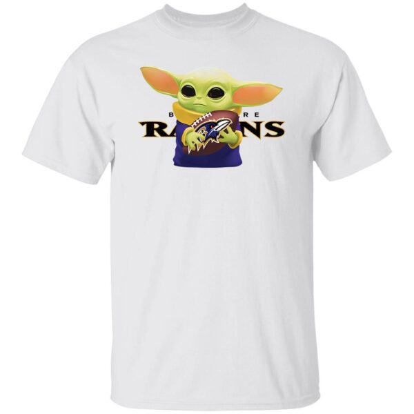 Baby Yoda Holding Baltimore Ravens Shirt