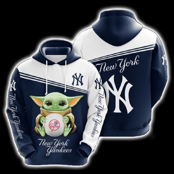 Baby Yoda New York Yankees 3D Hoodie All Over Print