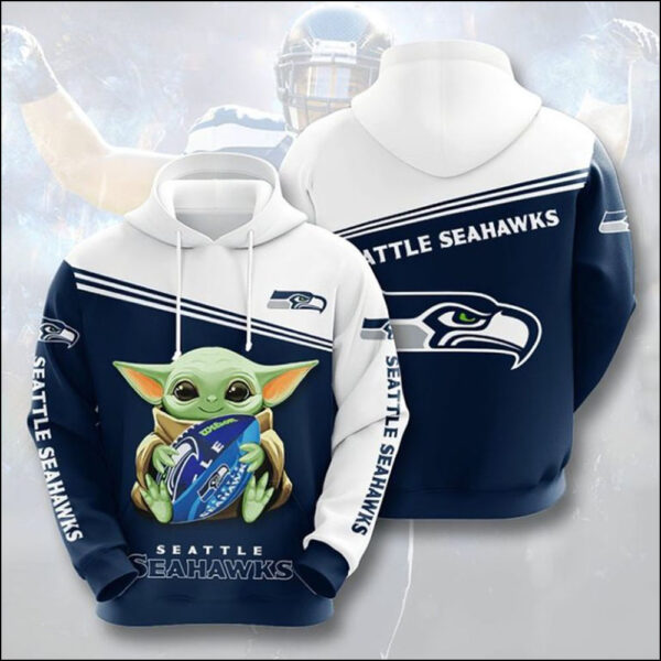 Baby Yoda Seattle Seahawks 3D Hoodie All Over Print