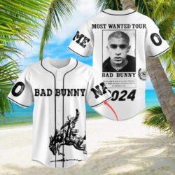 Bad Bunny Most Wanted Tour 2024 Personalized Baseball Jersey