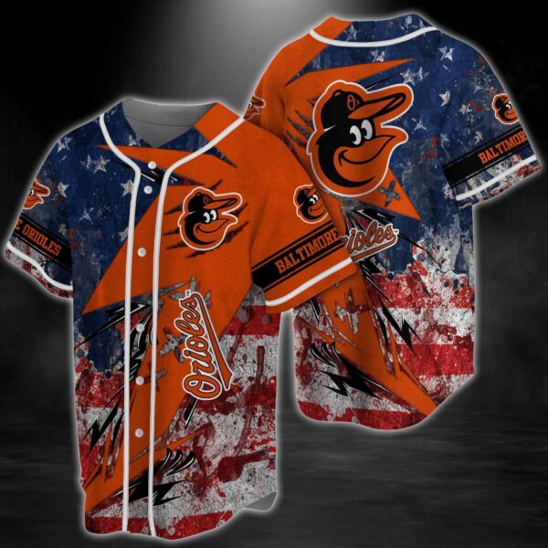 Baltimore Orioles MLB Baseball Jersey Shirt with US Flag Design