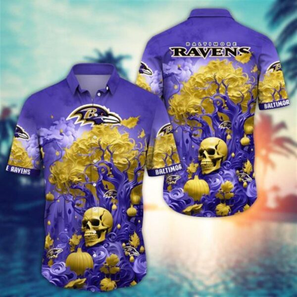 Baltimore Ravens Halloween Skull Pumpkin – NFL Hawaiian Shirt