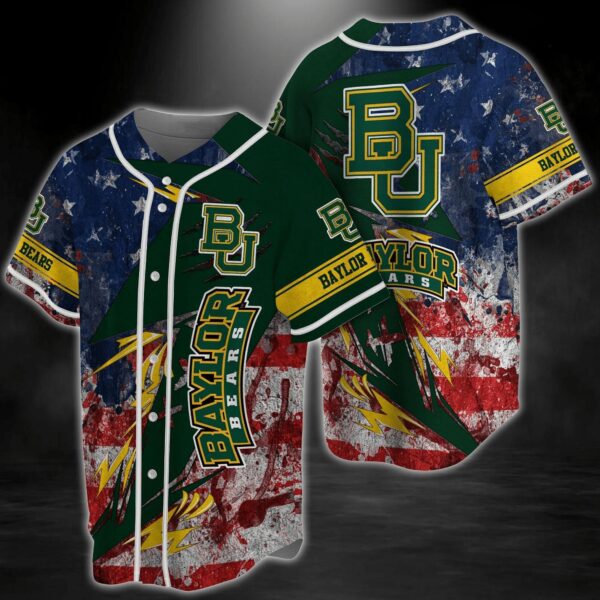 Baylor Bears NCAA Baseball Jersey Shirt US Flag