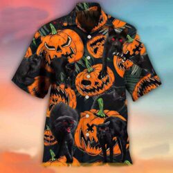 Black Cat Pumpkin Tropical Funny Hawaiian Shirt 3d Hawaiian Aloha Shirt