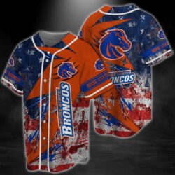 Boise State Broncos NCAA Baseball Jersey Shirt US Flag