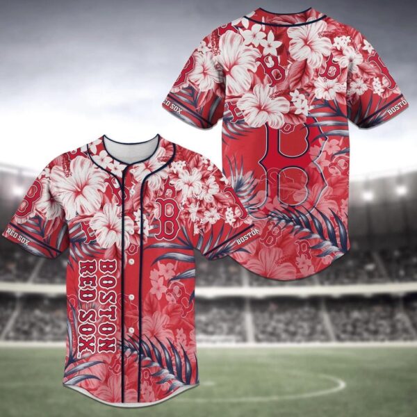 Boston Red Sox Flower Patterned Baseball Jersey Shirt