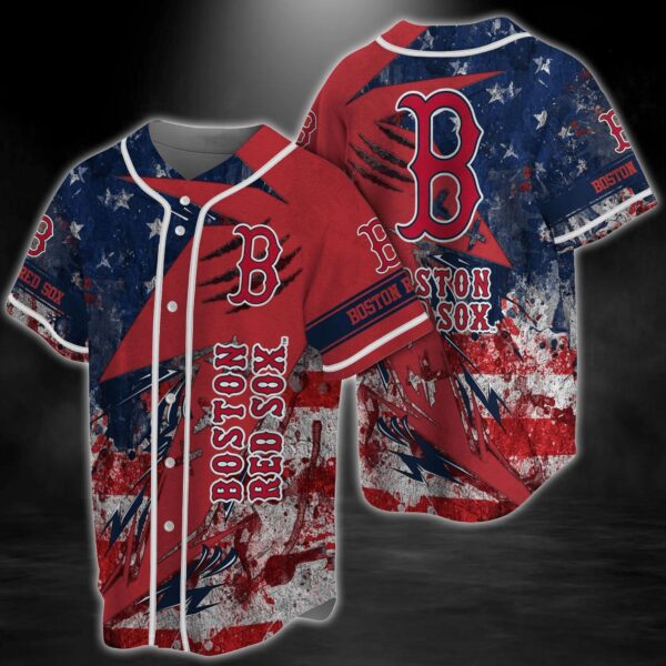 Boston Red Sox MLB Baseball Jersey Shirt US Flag