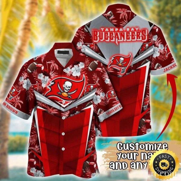 Buccaneers Summer Bloom NFL Hawaiian Shirt Mens