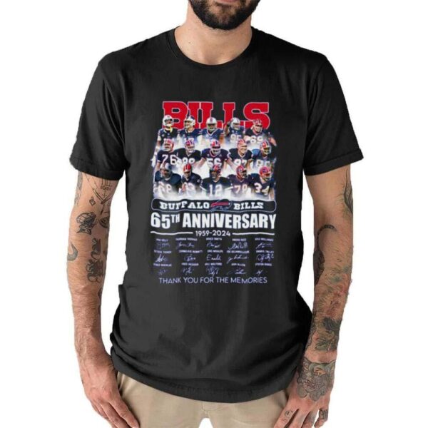 buffalo bills 65th anniversary 1959 2024 name signature thank you for the memories shirt