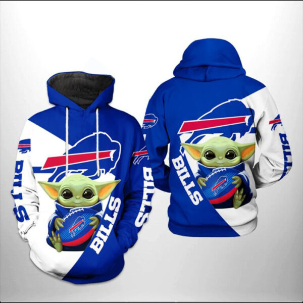 Buffalo Bills NFL Baby Yoda Team 3D Hoodie All Over Print