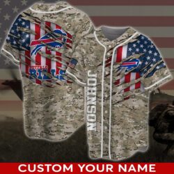 Buffalo Bills NFL Personalized Baseball Jersey Shirt America Flag Camo