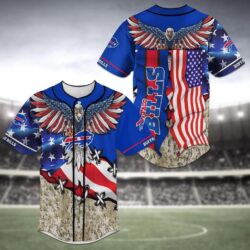 Buffalo Bills US Flag Eagle Baseball Jersey Shirt