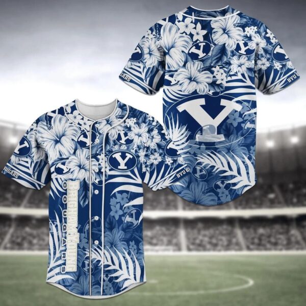 BYU Cougars NCAA Baseball Jersey Shirt Flower