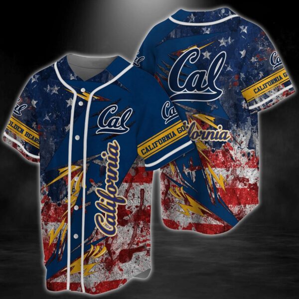 California Golden Bears NCAA Baseball Jersey Shirt US Flag