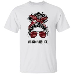 Cardinals Life Messy Bun Girl With Headband And Glasses Arizona Cardinals Shirt