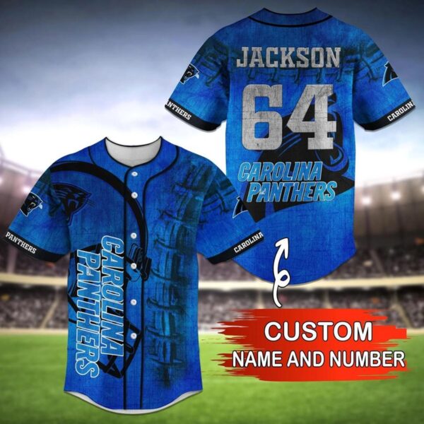 Carolina Panthers NFL Baseball Jersey Shirt with Personalized Details