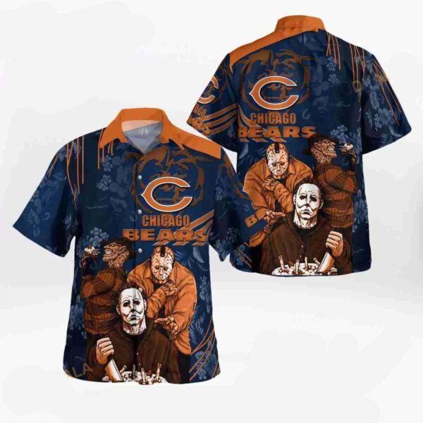 Chicago Bears Halloween Horror 3d Funny Hawaiian Shirt