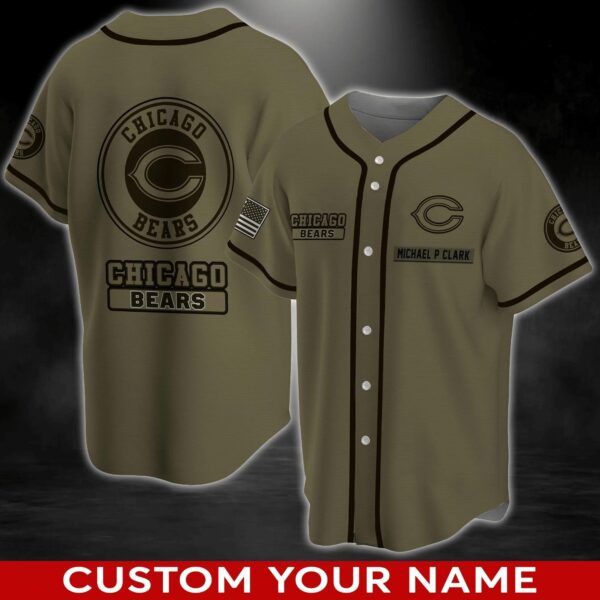 Chicago Bears NFL Custom Name Baseball Jersey Shirt 03