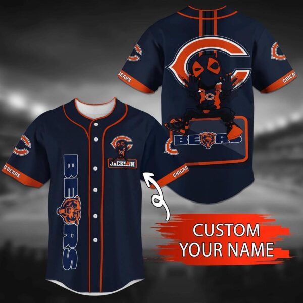 Chicago Bears NFL Custom Name Baseball Jersey Shirt 05