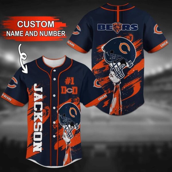 Chicago Bears NFL Custom Name Baseball Jersey Shirt 06