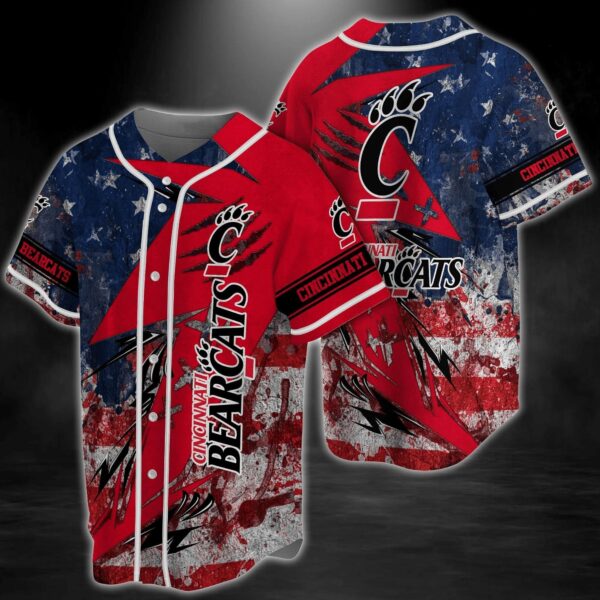 Cincinnati Bearcats NCAA Baseball Jersey Shirt US Flag