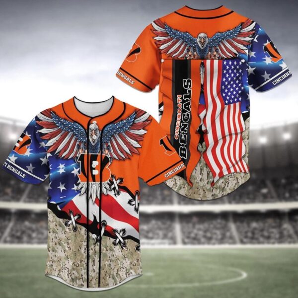 Cincinnati Bengals American Flag Baseball Jersey Shirt