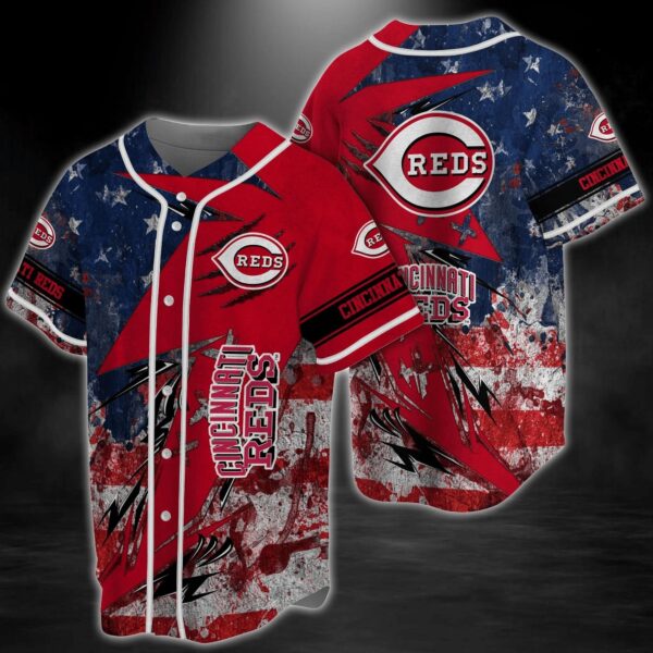 Cincinnati Reds MLB Baseball Jersey Shirt US Flag