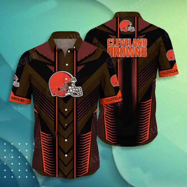 Cleveland Browns Nfl Hawaiian Shirt Summer Short Sleeve Button Down Shirt Gift For Big FansLuzgear