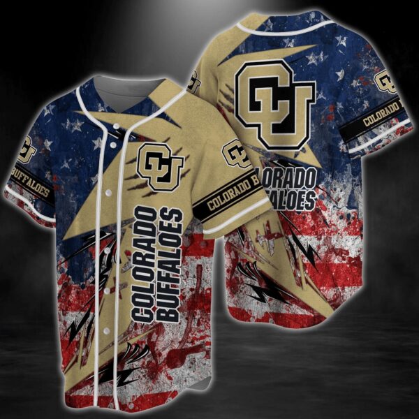 Colorado Buffaloes NCAA Baseball Jersey Shirt US Flag