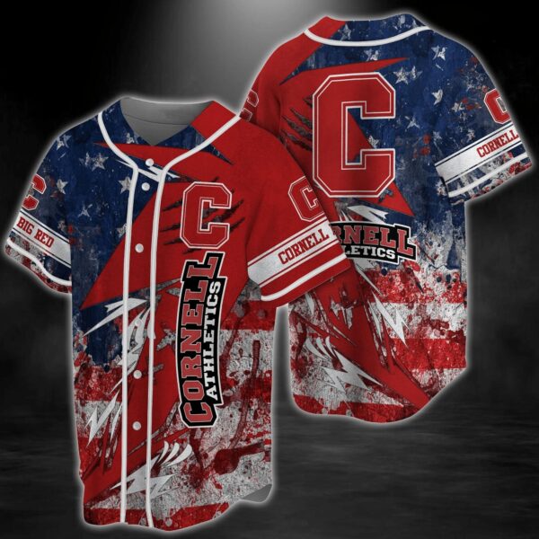 Cornell Big Red NCAA Baseball Jersey Shirt US FLag