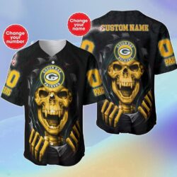 Custom Name And Number NFL Green Bay Packers Halloween Baseball Jersey Shirt Gift For Fans