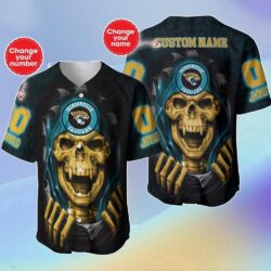 Custom Name And Number NFL Jacksonville Jaguars Halloween Baseball Jersey Shirt Gift For Fans