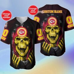 Custom Name And Number NFL Kansas City Chiefs Halloween Baseball Jersey Shirt Gift For Fans