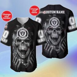 Custom Name And Number NFL Las Vegas Raiders Halloween Baseball Jersey Shirt Gift For Fans