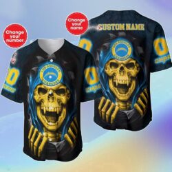 Custom Name And Number NFL Los Angeles Chargers Halloween Baseball Jersey Shirt Gift For Fans