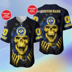 Custom Name And Number NFL Los Angeles Rams Halloween Baseball Jersey Shirt Gift For Fans