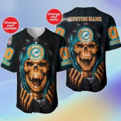 Custom Name And Number NFL Miami Dolphins Halloween Baseball Jersey Shirt Gift For Fans