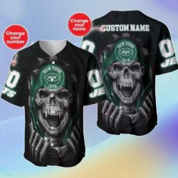 Custom Name And Number NFL New York Jets Halloween Baseball Jersey Shirt Gift For Fans