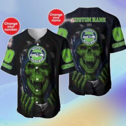 Custom Name And Number NFL Seattle Seahawks Halloween Baseball Jersey Shirt Gift For Fans