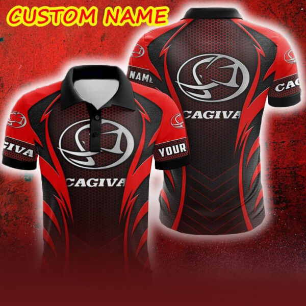 Custom Name Cagiva Logo Car Truck And Motorcycle Polka Dot Leather Polo Car AOP