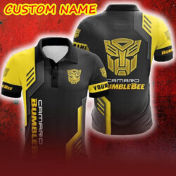 Custom Name Camaro Bumblebee Logo Car Truck And Motorcycle Polka Dot Leather 3D Polo Shirt