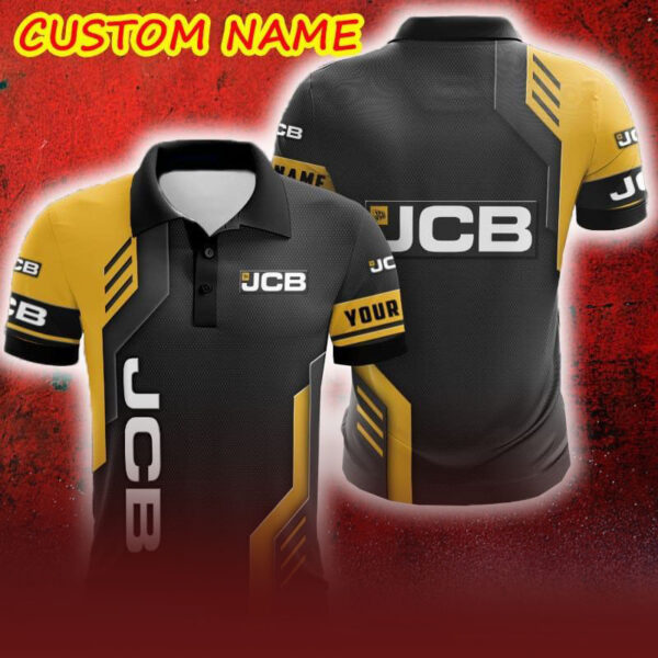 Custom Name JCB Logo Car Truck And Motorcycle Polka Dot Leather 3D Polo Shirt