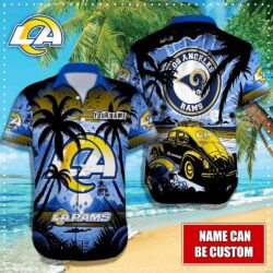 Custom Name Los Angeles Rams NFL Aloha Hawaiian Shirt